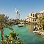 Burj Al Arab hotel at a distance in Dubai, United Arab Emirates