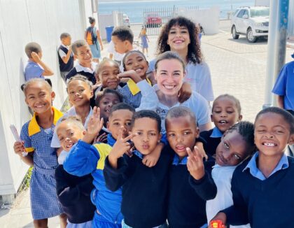 Happy children with dental professionals