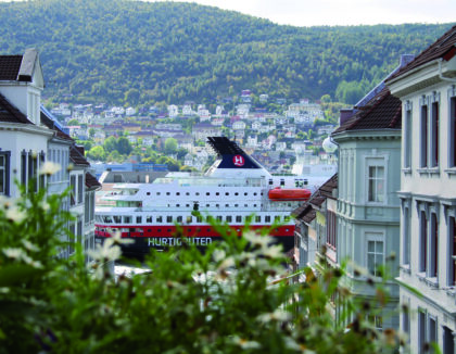 Hurtigruten ship in Bergen