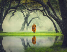 Traditional offering and blessing by monks